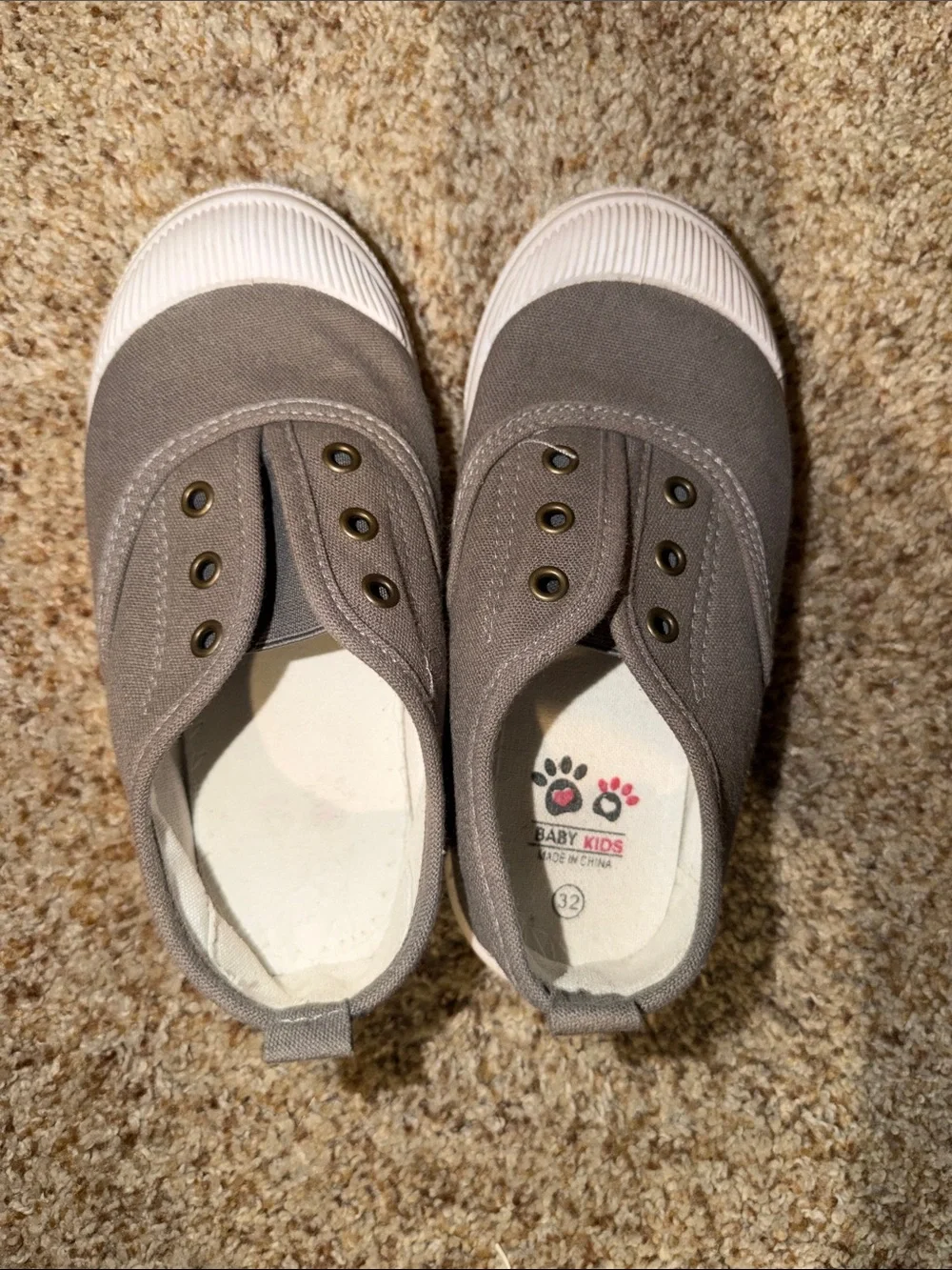 Gray Canvas Slip-On Sneakers baby kids brand size 32